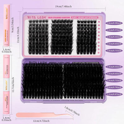 Cluster Eyelashes Kit, 1 Box Natural Look Eyelash Extensions, Self Grafting Curl Eyelashes, Eye Makeup Enhancement False Eyelashes for Women, Cosmetic, Lash Clusters Kit, DIY Eyelash Extensions