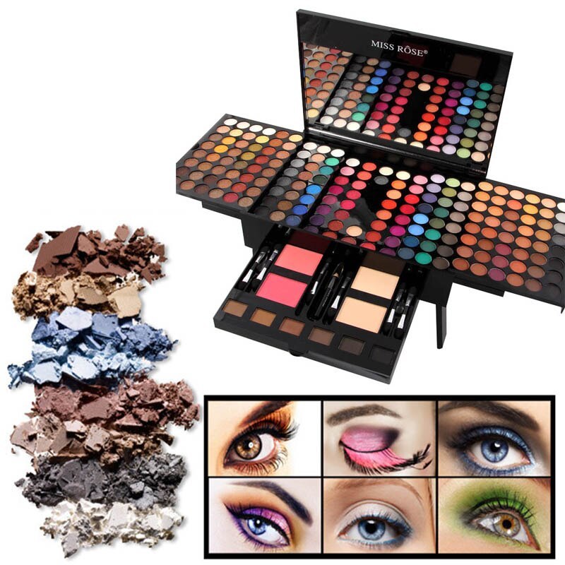 Duplicate of main image showing 180 Colors Eyes Shadow Blush Set Personalized Piano-shaped Makeup Palette Box with crushed powders and eye makeup styles.