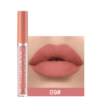 Lipstick with a close-up of lips wearing the shade, brand 'LIHAIYAN' visible.