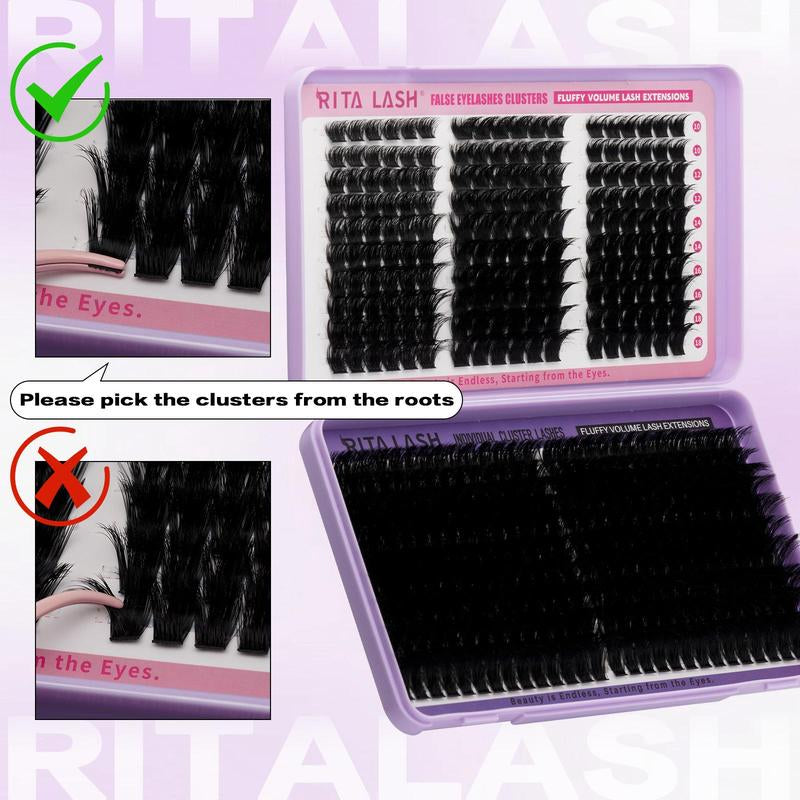 Cluster Eyelashes Kit, 1 Box Natural Look Eyelash Extensions, Self Grafting Curl Eyelashes, Eye Makeup Enhancement False Eyelashes for Women, Cosmetic, Lash Clusters Kit, DIY Eyelash Extensions