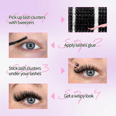 Cluster Eyelashes Kit, 1 Box Natural Look Eyelash Extensions, Self Grafting Curl Eyelashes, Eye Makeup Enhancement False Eyelashes for Women, Cosmetic, Lash Clusters Kit, DIY Eyelash Extensions