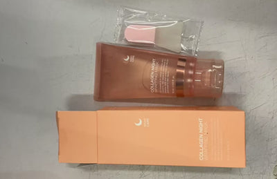 Collagen night cream with packaging on a gray surface