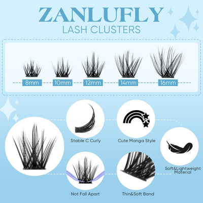Lash Extensions Natural Eyelash Extensions Manga Lash Clusters Wispy Makeup Eyelashes#Springtok Cosmetic