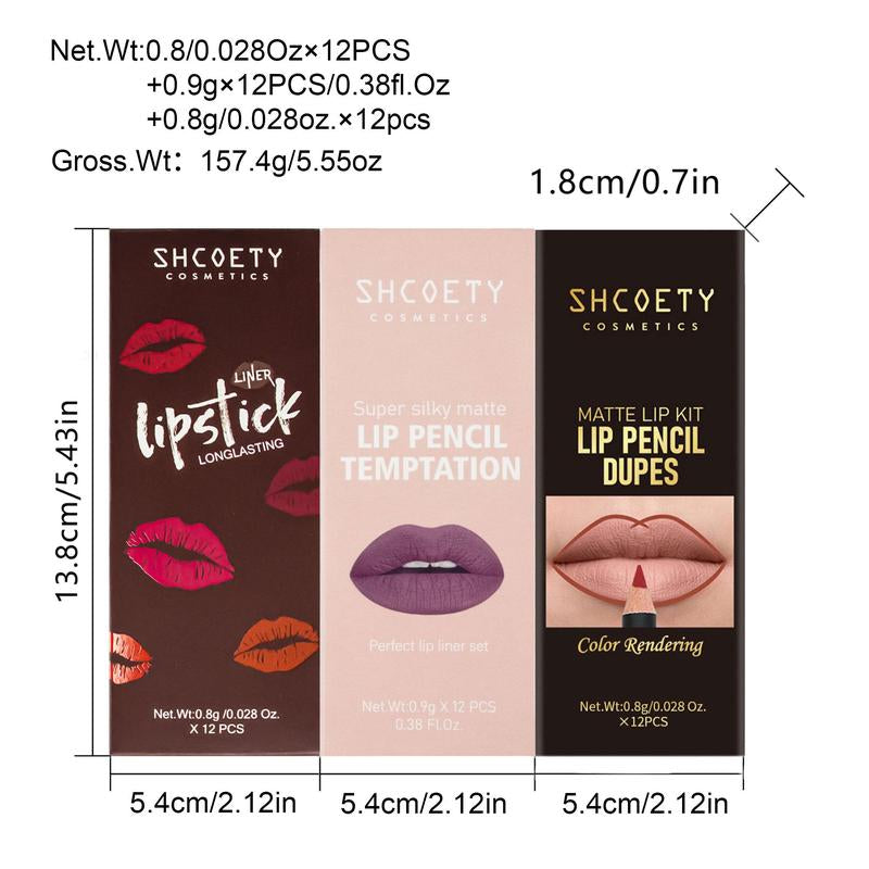 Long Lasting Lip Liner Set, 36Pcs/Set Waterproof Matte Lip Liner, Beauty & Personal Care Lip Makeup Tool for Women, Lighter Lipstick, Lip Liner Stain