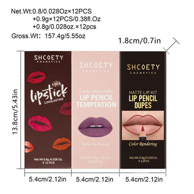 Long Lasting Lip Liner Set, 36Pcs/Set Waterproof Matte Lip Liner, Beauty & Personal Care Lip Makeup Tool for Women, Lighter Lipstick, Lip Liner Stain