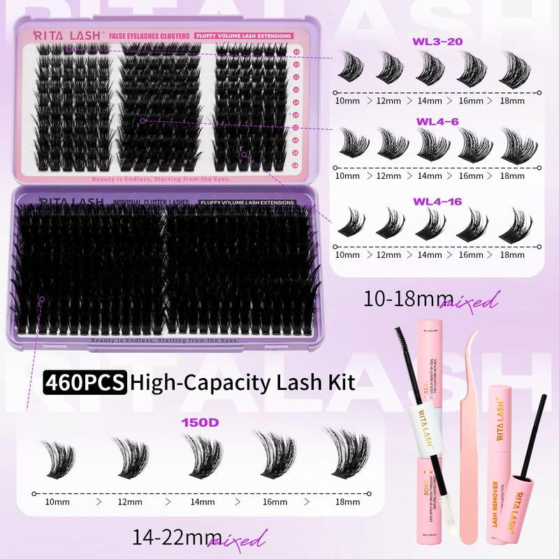 Cluster Eyelashes Kit, 1 Box Natural Look Eyelash Extensions, Self Grafting Curl Eyelashes, Eye Makeup Enhancement False Eyelashes for Women, Cosmetic, Lash Clusters Kit, DIY Eyelash Extensions