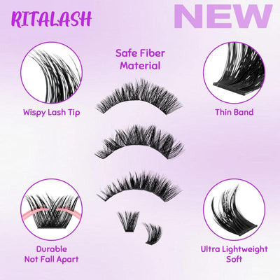 Cluster Eyelashes Kit, 1 Box Natural Look Eyelash Extensions, Self Grafting Curl Eyelashes, Eye Makeup Enhancement False Eyelashes for Women, Cosmetic, Lash Clusters Kit, DIY Eyelash Extensions